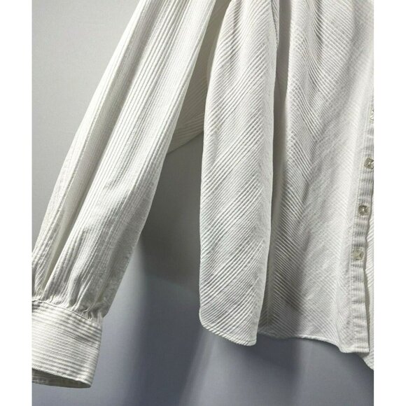 Talbots Plus Women's Top 18W Button Up Solid White Shirt Blouse Square Buttons - Picture 5 of 12